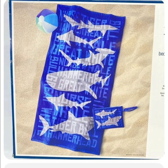 Shark Beach Party Set Beach Towel Beach Bag Beachball - Picture 2 of 4